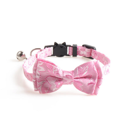 Mokka cat collar with bow tie shown from an angled perspective