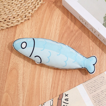 Moo animal plush cat toy displayed with other pet toys in a playful setting
