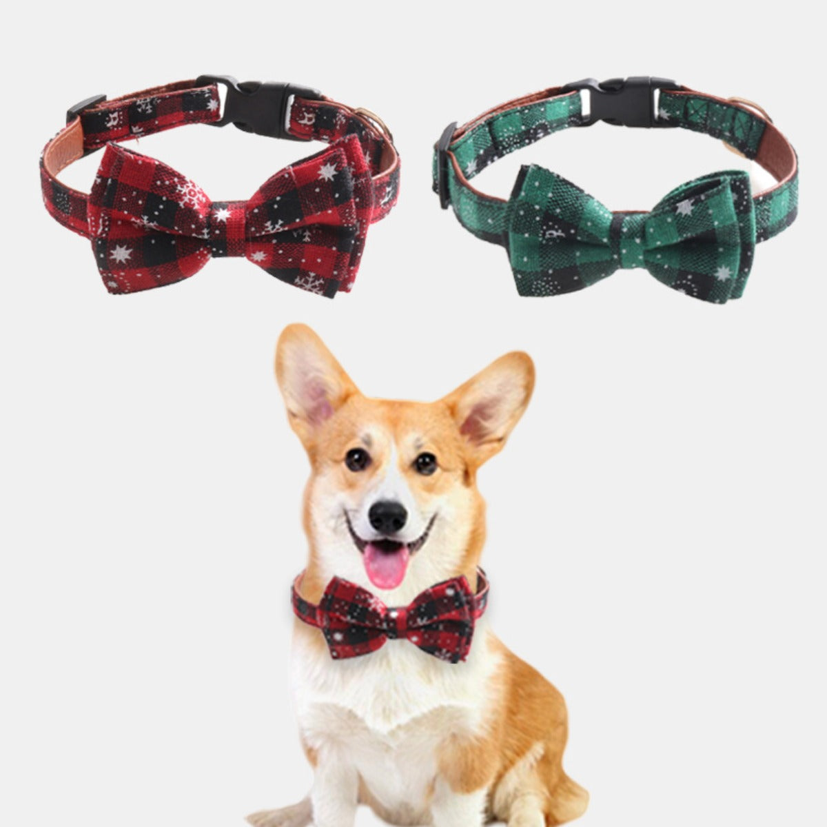 Christmoo - Holiday Plaid Bow Tie Collar