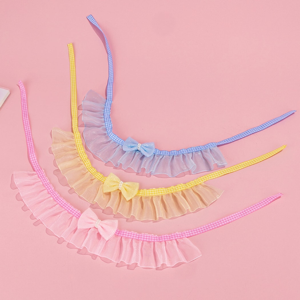 Mokka - Sheer Ruffled Bow Cat Collar