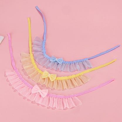 Mokka - Sheer Ruffled Bow Cat Collar