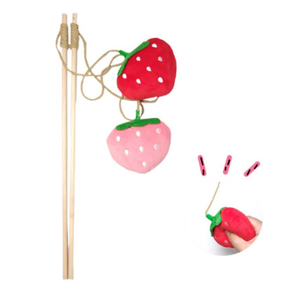 Moo - Strawberry Plush Wand Cat Toy