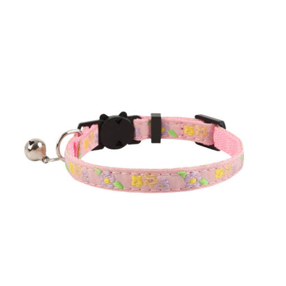 Close-up of Mokka Spring Flower Cat Collar showing floral pattern