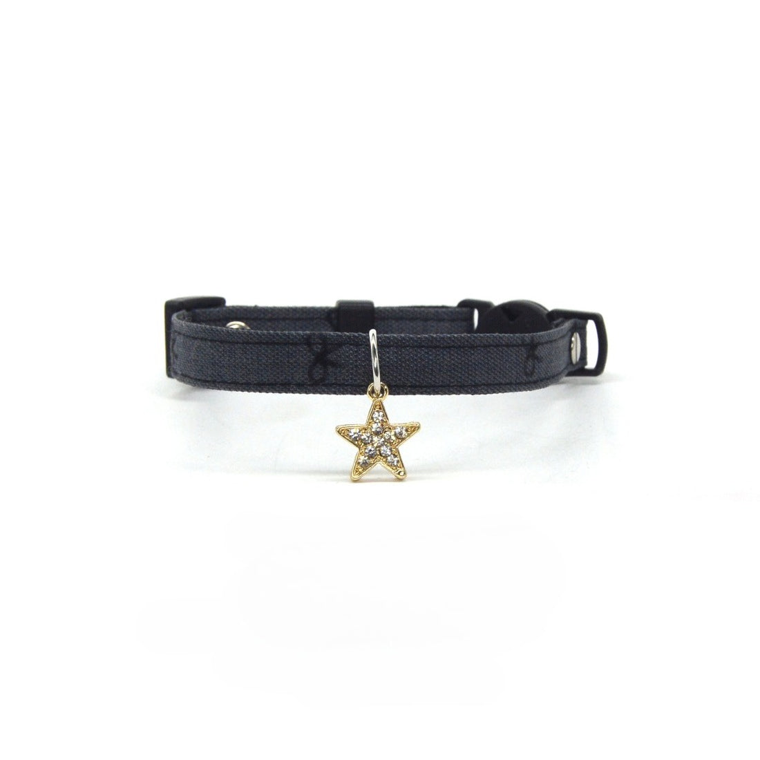 Mokka Sparkle Star Breakaway Collar with silver star charm on black strap