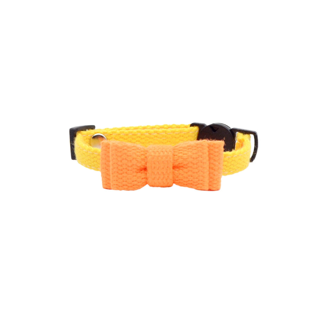 Mokka cat collar with textured bow hanging on display hook