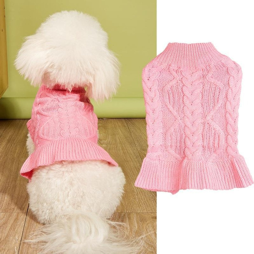 Ozzie - Ruffle Hem Pet Sweater Dress