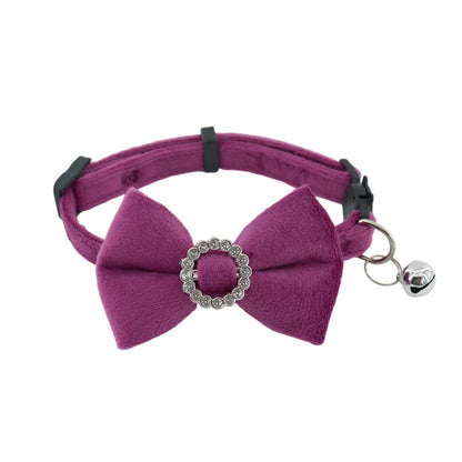 Mokka - Retro Solid Color Bow Cat Collar