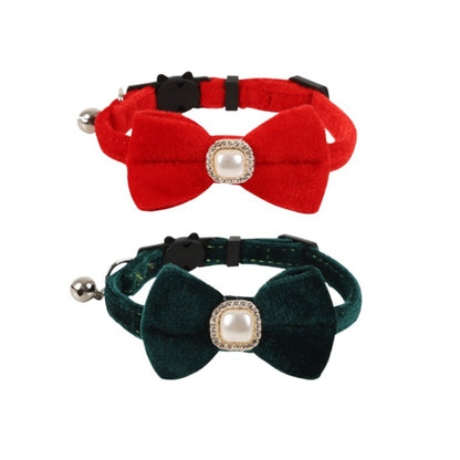 Mokka elegant velvet bow cat collar displayed on a white background
