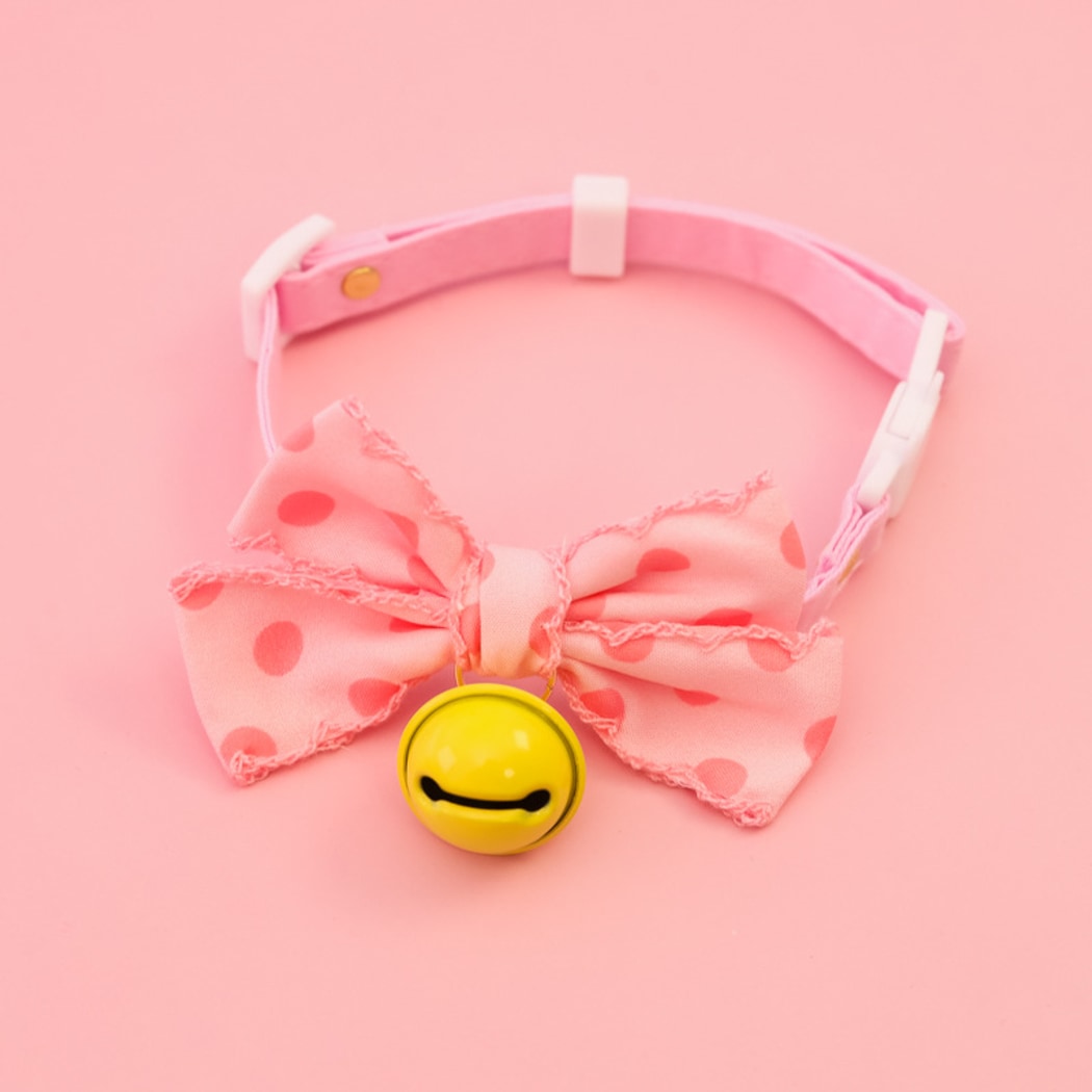 Mokka - Polka Dot Bow Bell Cat Collar