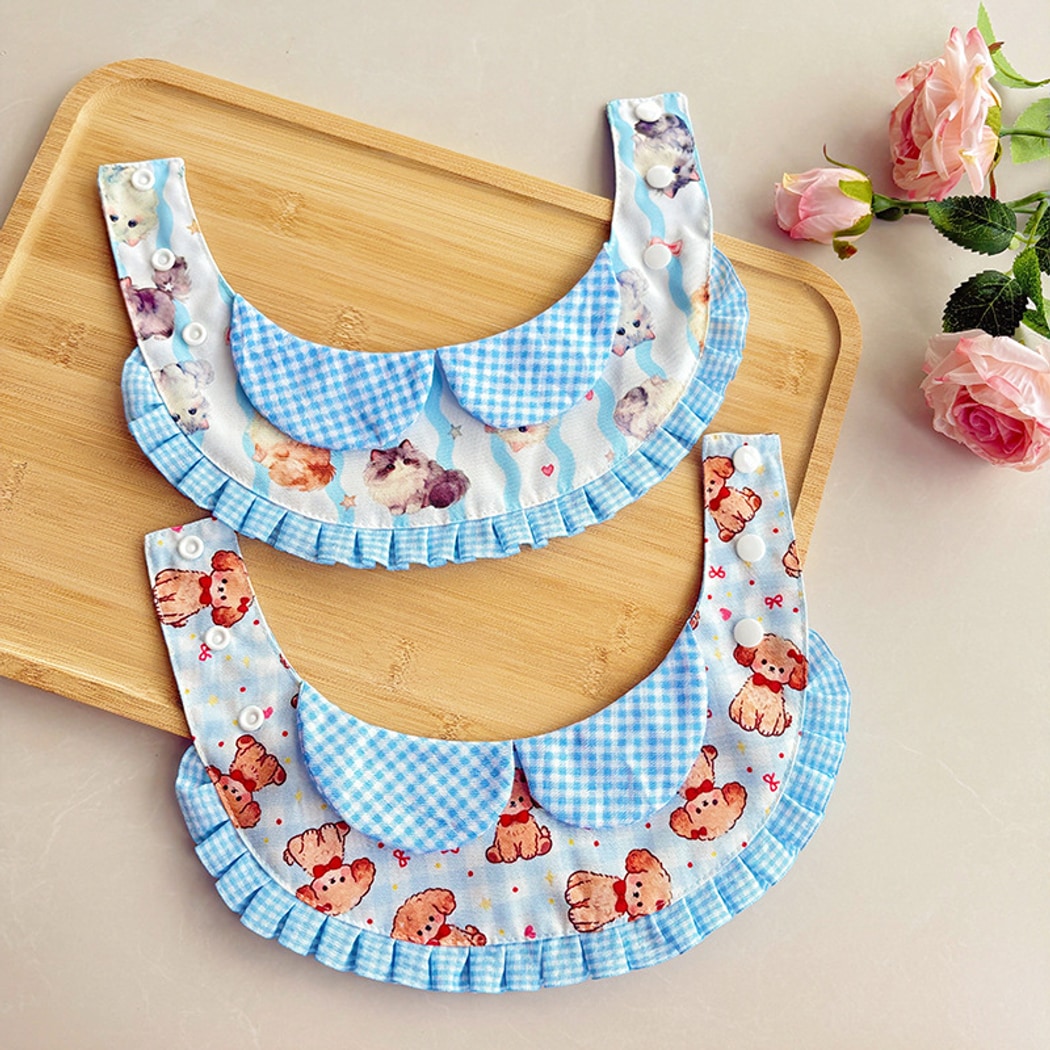 Mokka - Cartoon Style Lace Trim Pet Bib
