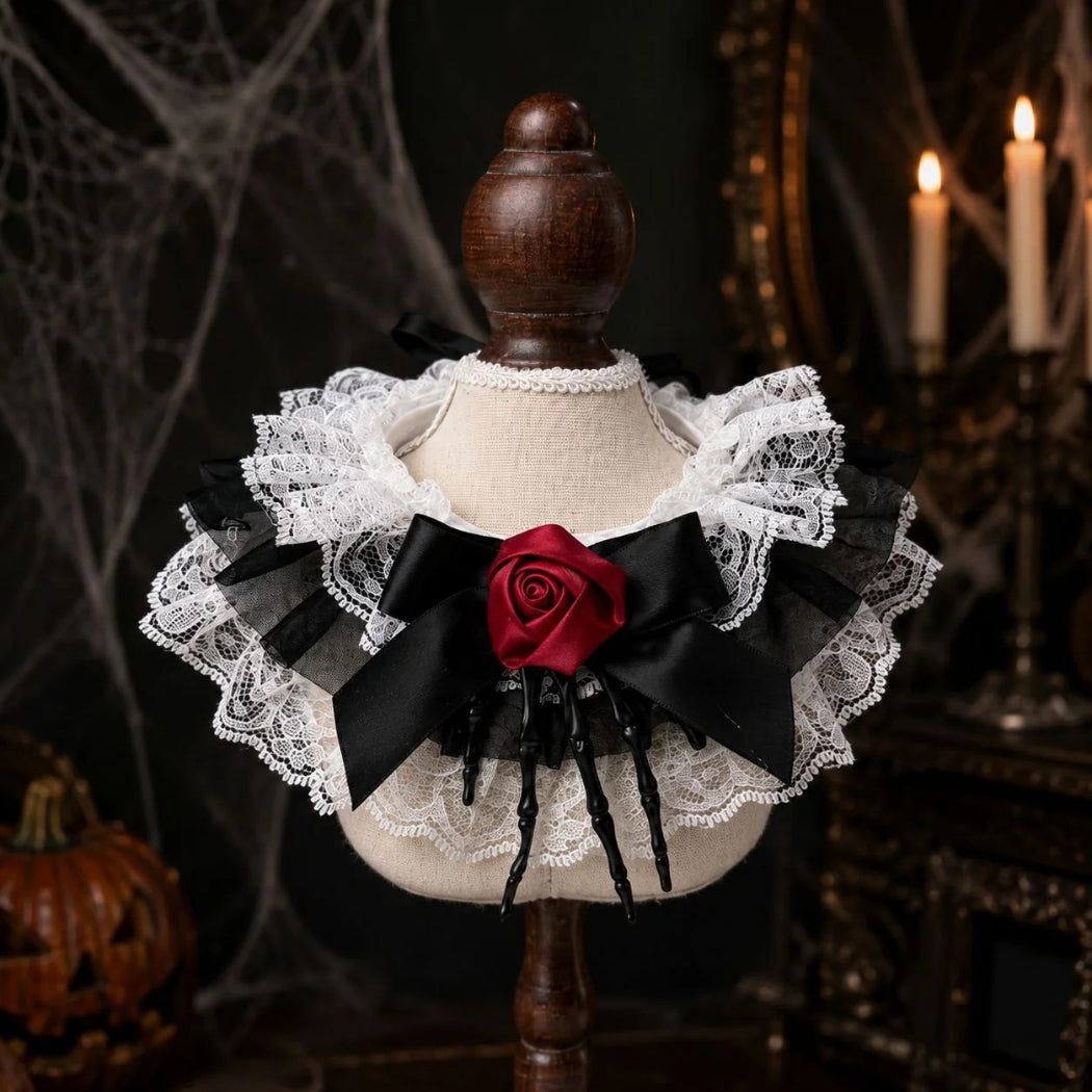 Mokka - Halloween Rose Lace-Look Pet Neckwear