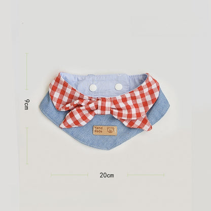 Mokka - Denim Style Plaid Pet Bandana Collar