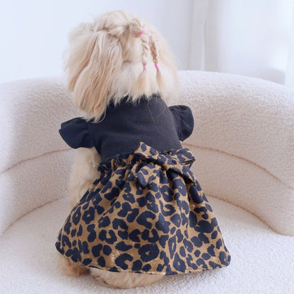 Ozzie - Black Leopard Print Bubble Skirt Pet Dress