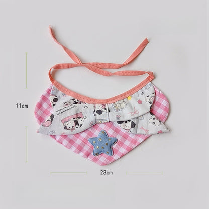 Mokka - Pink Plaid Cartoon Dog Print Pet Bib