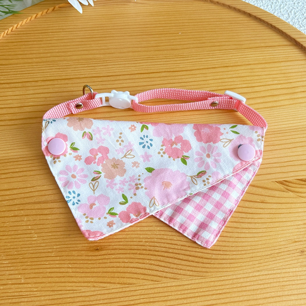 Mokka - Floral Print Adjustable Cat Bandana Collar