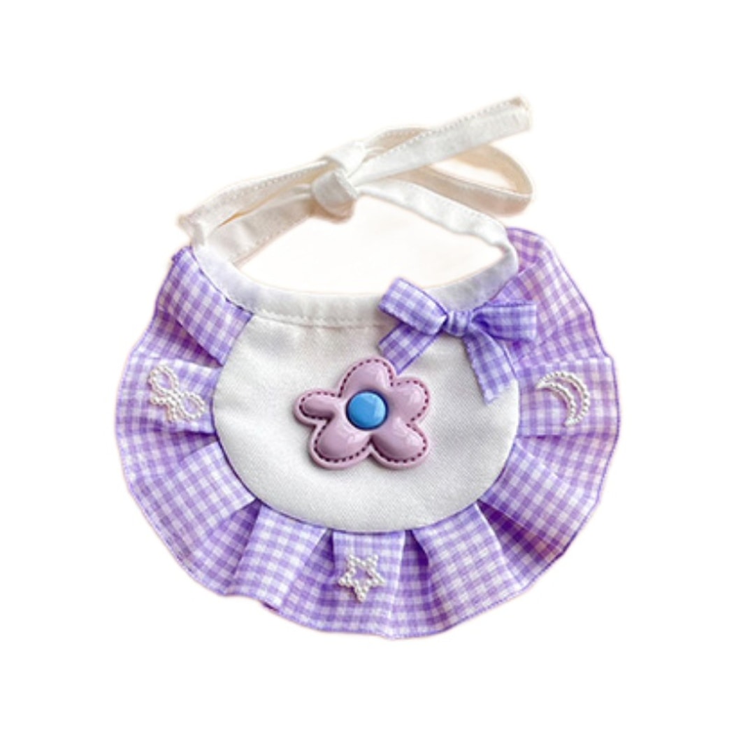 Mokka - Floral Accent Plaid Cat Bib