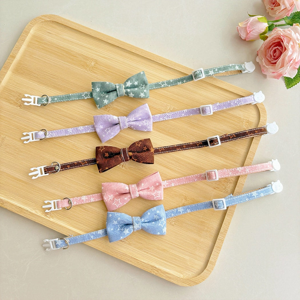 Mokka - Adjustable Bow Tie Star Pattern Pet Collar