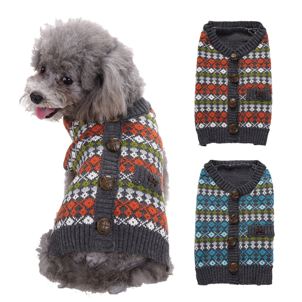Ozzie - Plaid Knit Look Dog Sweater