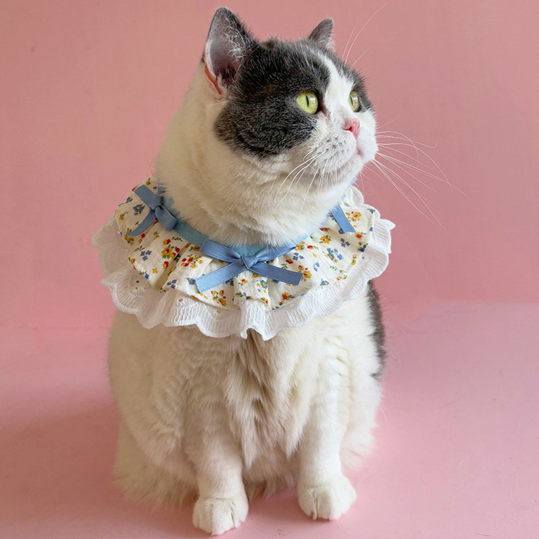 Mokka - Floral Ruffle Lace Cat Bib