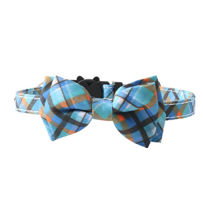 Mokka Plaid Breakaway Cat Collar featuring a plastic breakaway buckle for safety