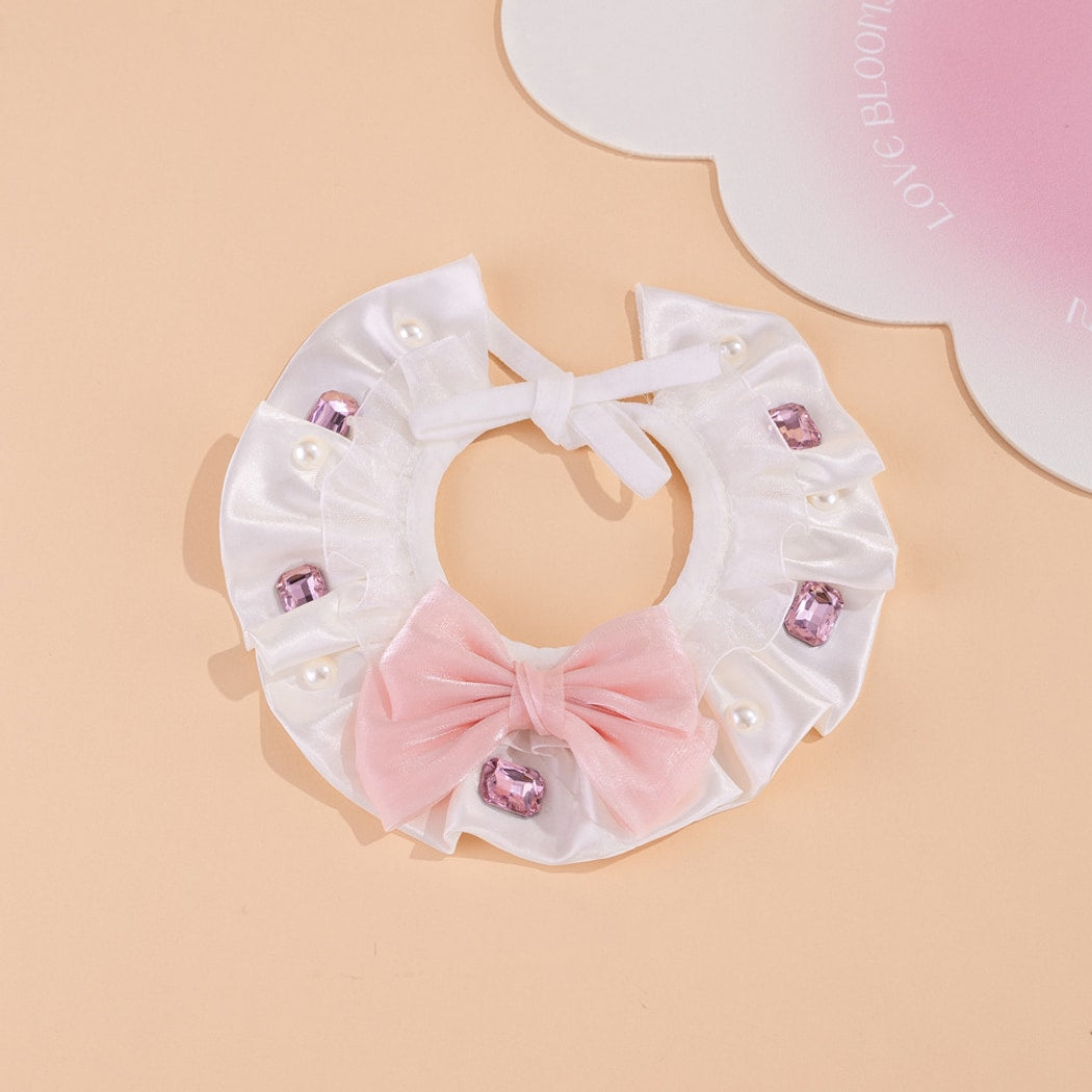 Mokka - Ruffled Shiny Finish Bow Cat Collar