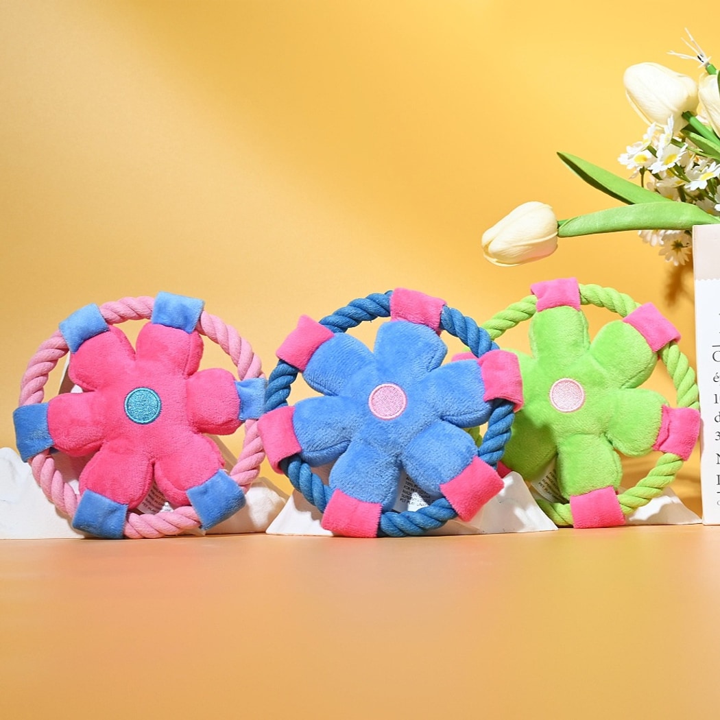Petkin - Cartoon Flower Plush Frisbee Dog Toy