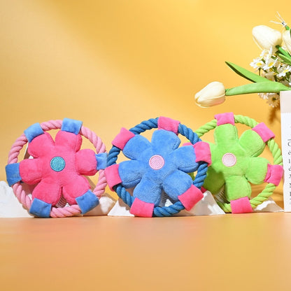 Petkin - Cartoon Flower Plush Frisbee Dog Toy