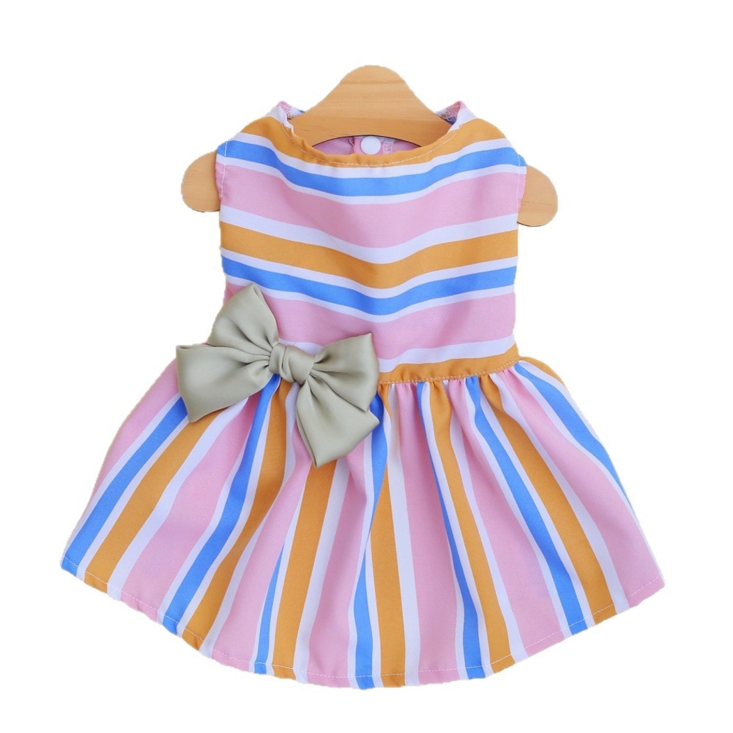 Ozzie - Colorful Striped Bow Pet Dress