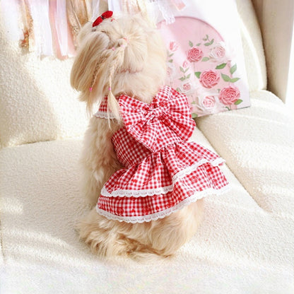 Ozzie - Rose Gingham Double-Layer Pet Dress