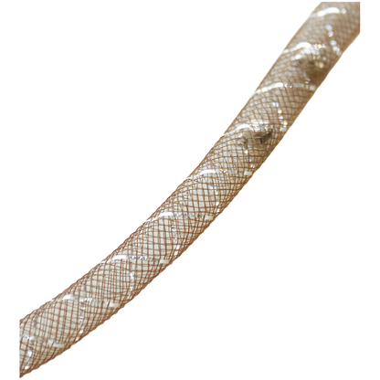Close-up of the brown curved section of the feather teaser wand