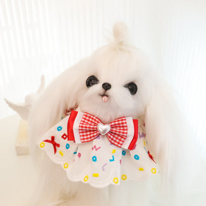 Mokka - Point Pattern Lace Bow Cat Collar