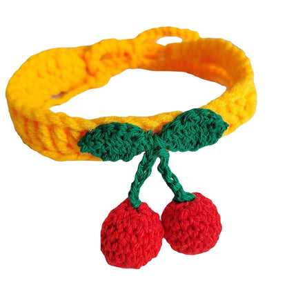 Mokka - Cherry Accent Tie Strap Decorative Cat Collar