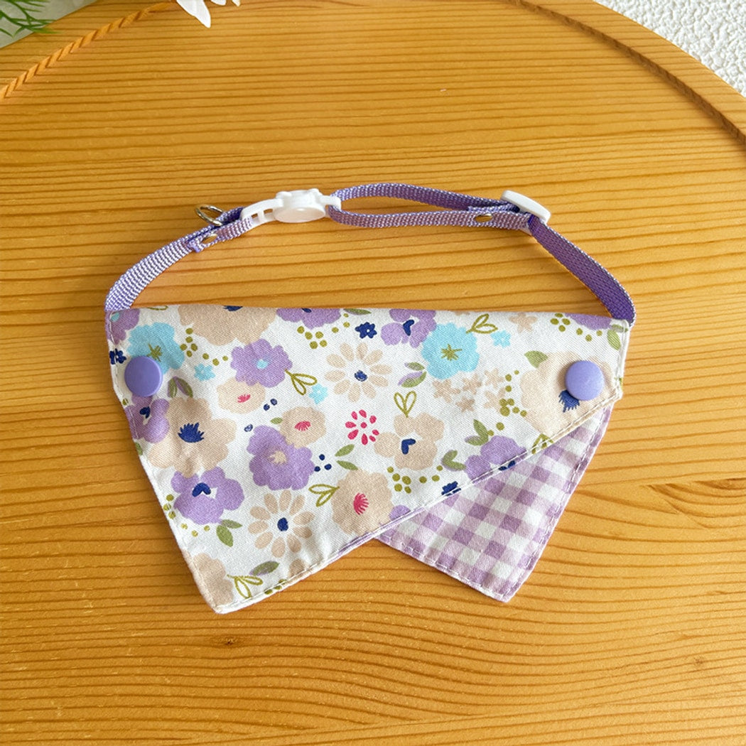 Mokka - Floral Print Adjustable Cat Bandana Collar