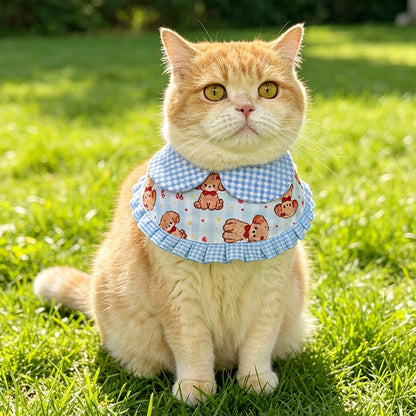 Mokka - Cartoon Style Lace Trim Pet Bib