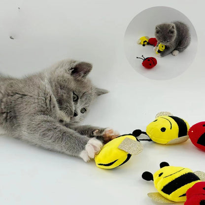 Moo plush insect cat toy with visible antennae and embroidered eyes