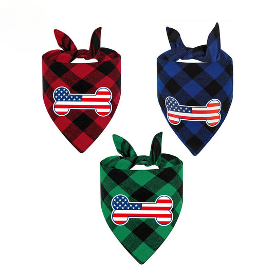 Independence Day Classic Plaid Dog Bandana