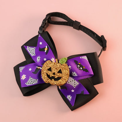 Halloweek - Bell Accent Pumpkin Bow Tie Pet Collar