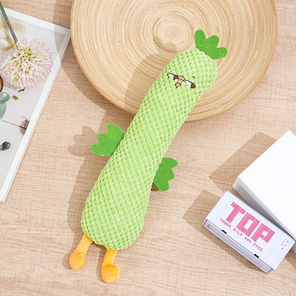 Petkin plush dog toy held in hand to show size suitable for small dogs
