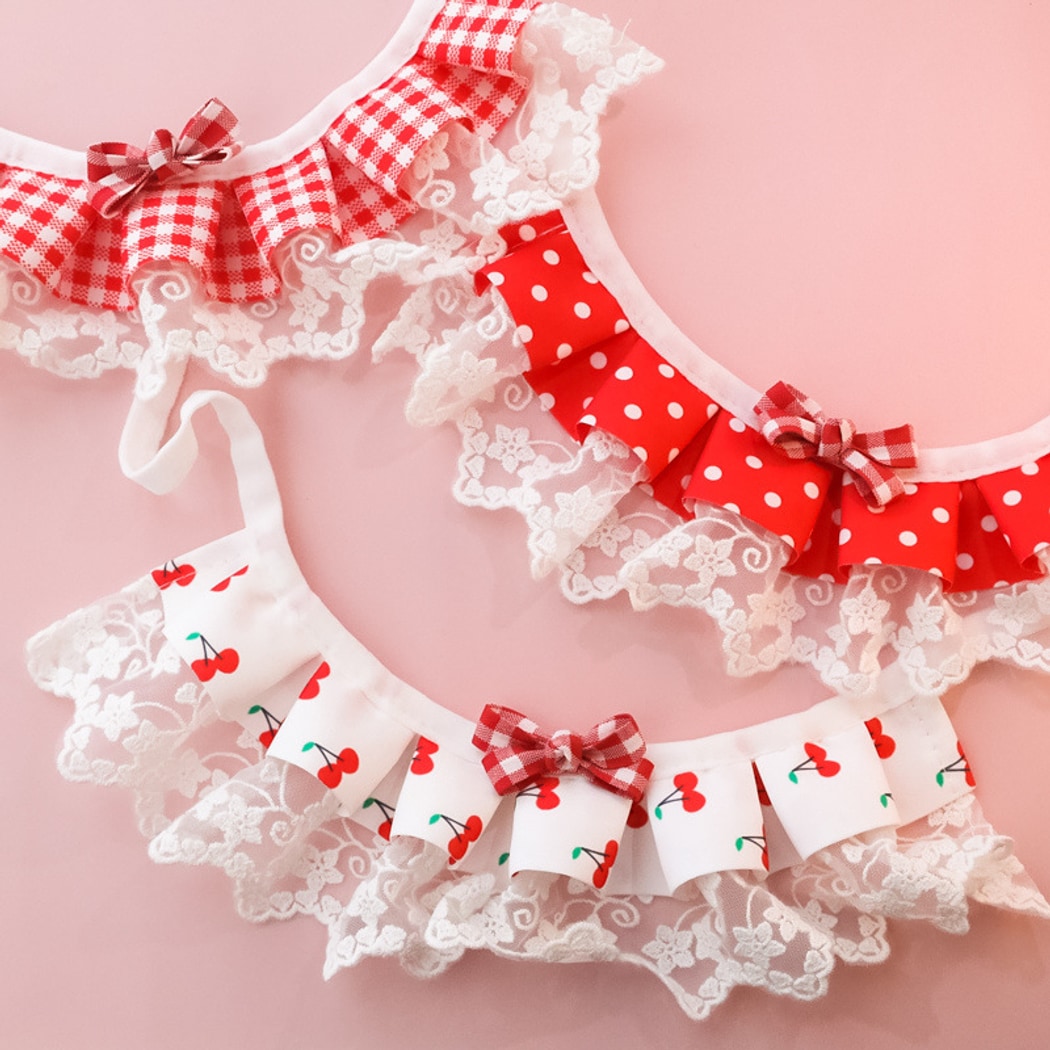Mokka - Plaid Cherry Polka Dot Cat Collar