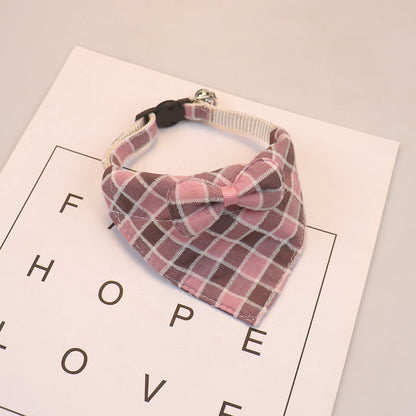 Mokka - Preppy Plaid Bow Pet Bandana Collar