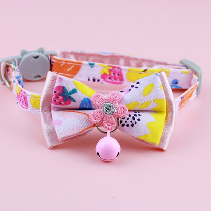 Mokka - Floral Bow Bell Accent Adjustable Cat Collar