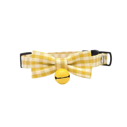 Mokka - Gingham Check Bow Breakaway Cat Collar
