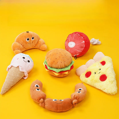 Petkin - Plush Food Dog Toys – Funny & Squeaky Snack Shapes