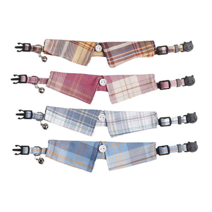 Mokka - Plaid Cat Collar | Shirt Collar for Cats | Breakaway Cat Collar | Dress Up Pet Collar