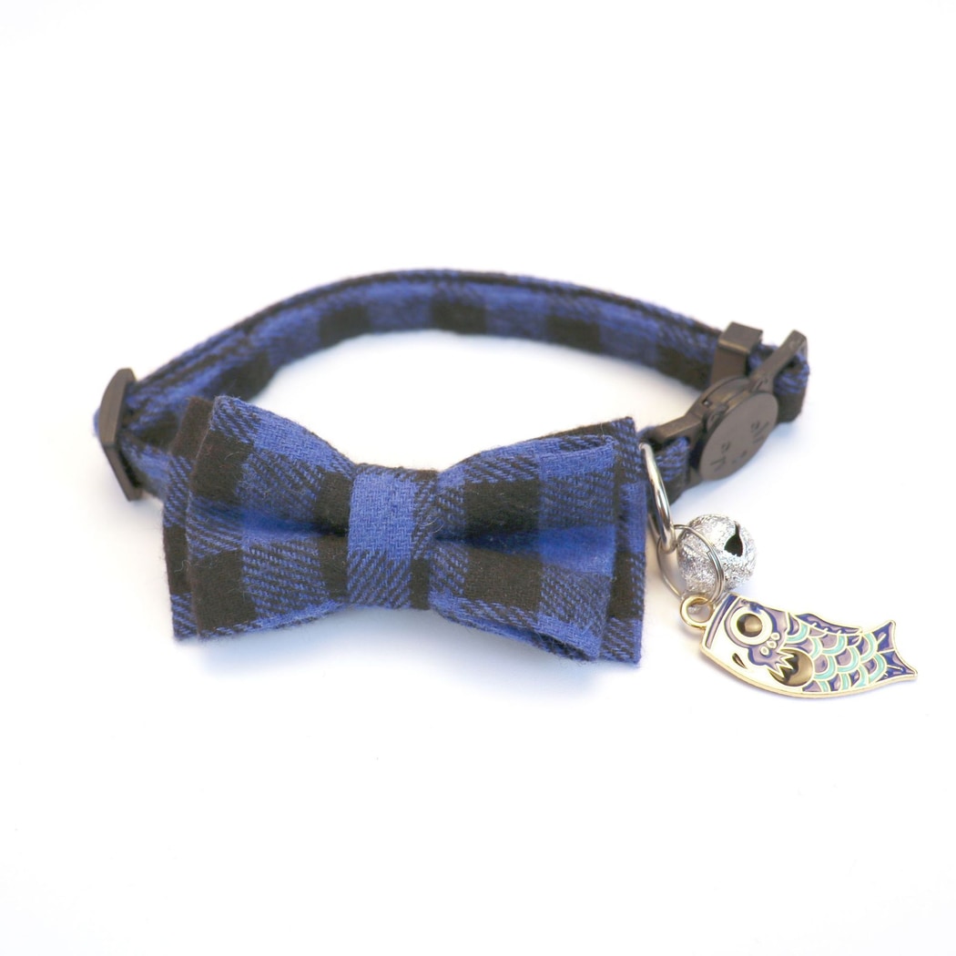 Mokka - Retro Fish Charm Plaid Pet Collar