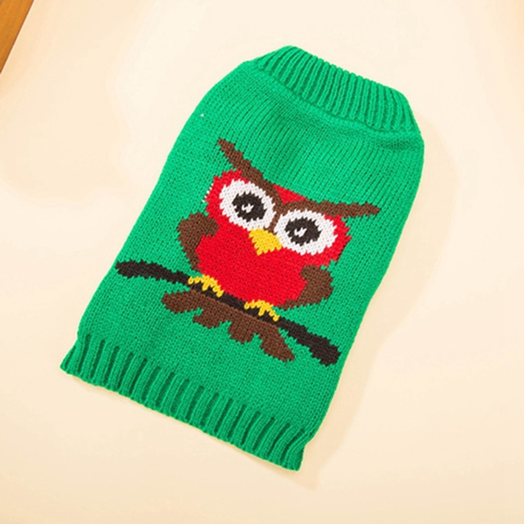 Ozzie - Owl Pattern Seasonal Dog Sweater for Puppies