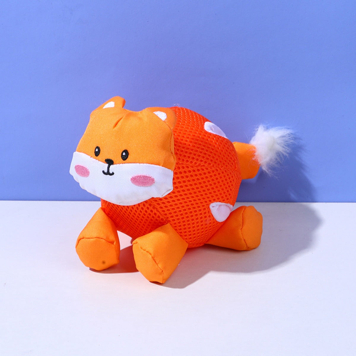 Petkin flat plush dog toy lying flat on a white background