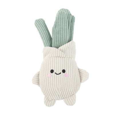 Petkin Plush Flip Vegetable Dog Toy with soft plush material and sewn vegetable design
