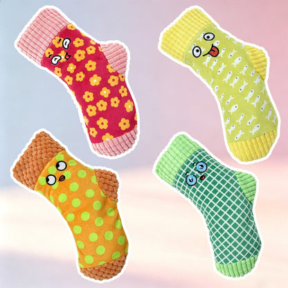 Petkin - Character Print Sock Form Squeaky Pet Toy