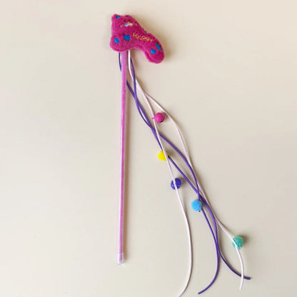 Moo - Happy Cat Plush Pom-Pom Cat Teaser Wand